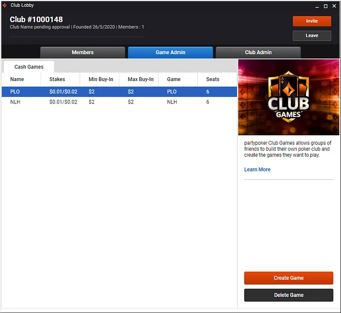 Club Games Lobby